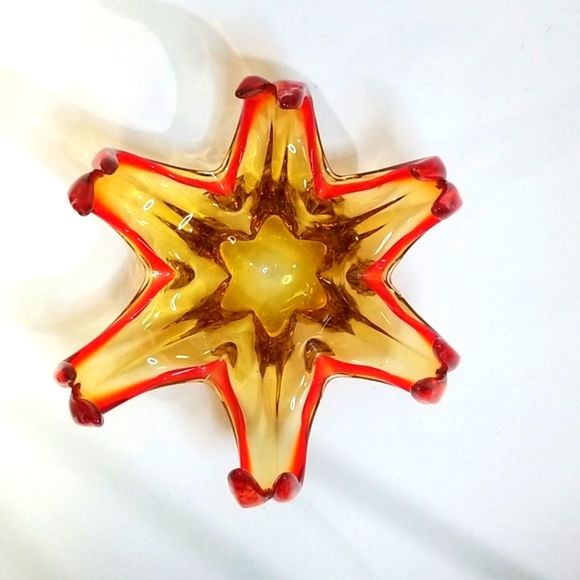 MCM Red Gold Art Glass Piece - Picture 3 of 10